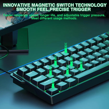 Aula WIN60 HE 60% Mechanical Keyboard Wired, Hall Effect Gaming Keyboard Magnetic Switch Hot Swappable, Adjustable Actuation Rapid Trigger Mode 8000Hz Polling Rate, RGB Keyboard 60 Percent Design