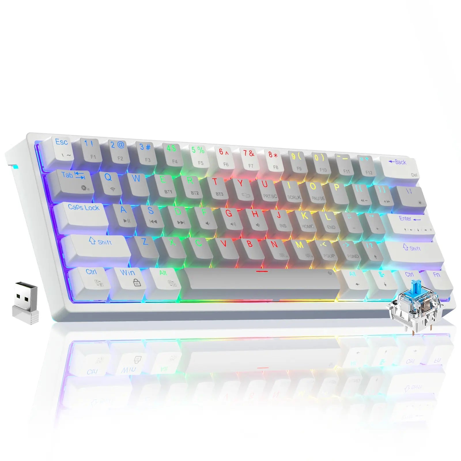 Solakka SK961 Wireless Mechanical Keyboard, 60% Keyboard, Three-Mode Connection RGB Backlight, Programmable Wireless Gaming Keyboard, Gaming Office, Birthday Gift Fallfreshness