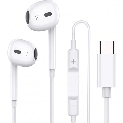 Wired Earphones with Microphone and Volume Control for Type C Devices and Android - Portable Music Earbuds