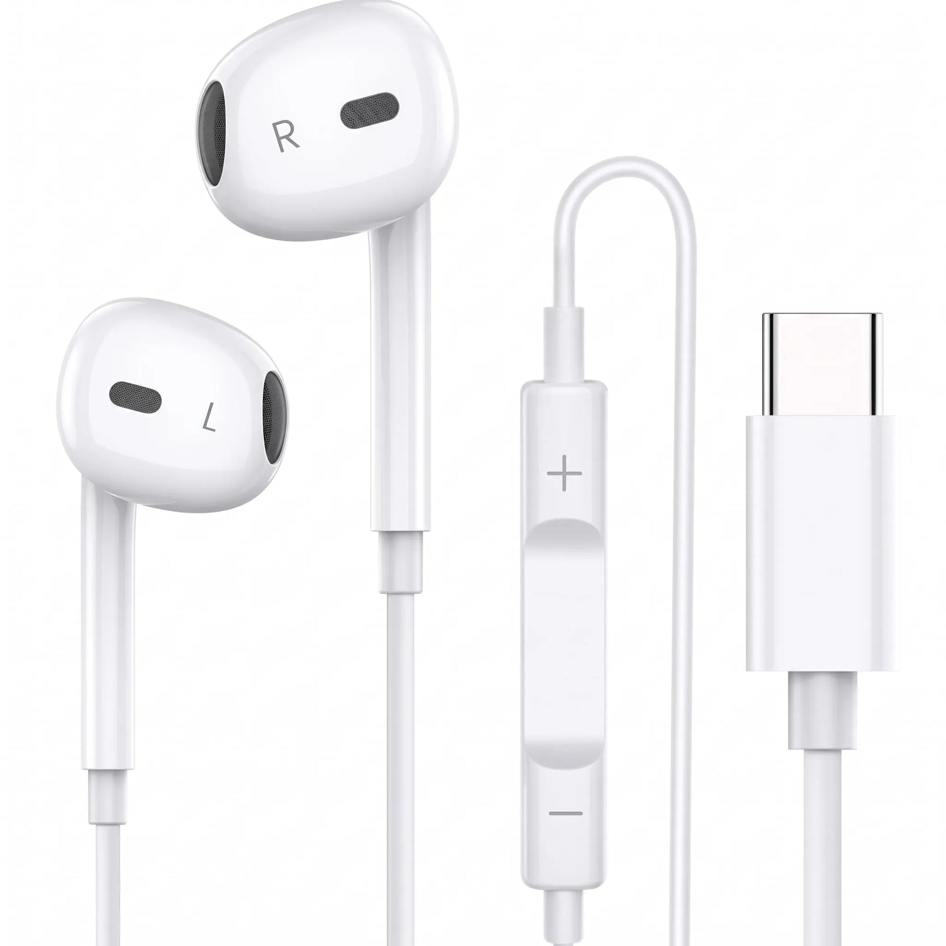 Wired Earphones with Microphone and Volume Control for Type C Devices and Android - Portable Music Earbuds