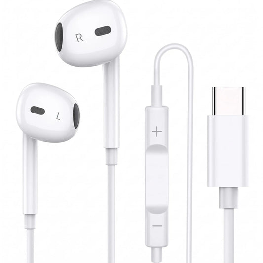 Wired Earphones with Microphone and Volume Control for Type C Devices and Android - Portable Music Earbuds