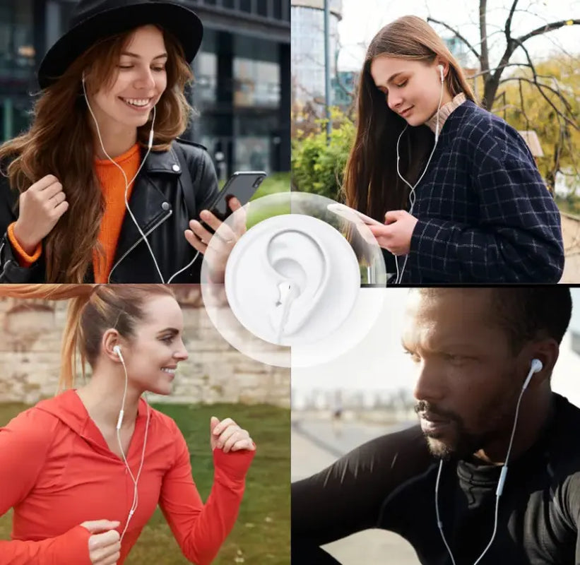 Wired Earphones with Microphone and Volume Control for Type C Devices and Android - Portable Music Earbuds
