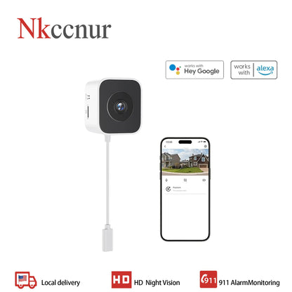 Nkccnur PRO Windows Webcam - Smart AI Camera, 2K Full HD Resolution, Supports 2.4Ghz Dual Band and Two-Way Audio Communication, Realizes AI Smart Alarm System through Mobile App, Equipped with All-Weather Recording Function, , Safety