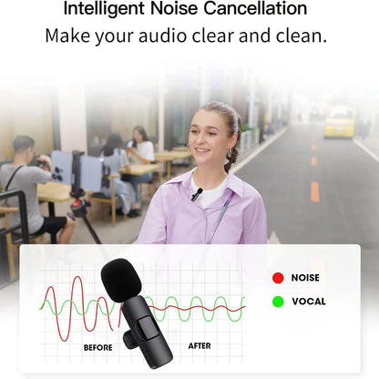 Hitozon Wireless Mini Lavalier Microphone for iPhone 15/16/17, iPad, and Android - Portable USB-C Mic with Noise Reduction for Video Recording, Vlogging, TikTok, and YouTube