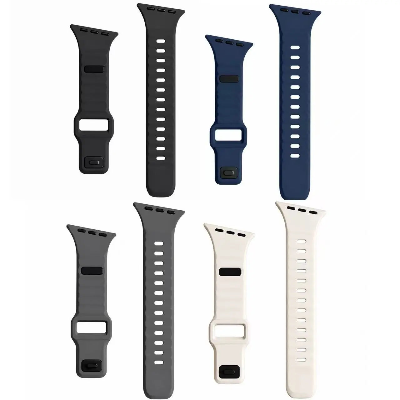 Slanted-Edge Soft Silicone Replacement Band for Apple Watch 38/40/41/42/44/45/46/49Mm (Ultra 1-3, Series 6-11, SE) - Sliced, Breathable 2-Tone Strap, Stylish Summer Wearable Accessory