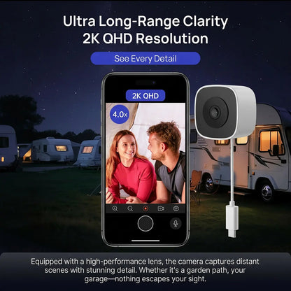 Nkccnur PRO Windows Webcam - Smart AI Camera, 2K Full HD Resolution, Supports 2.4Ghz Dual Band and Two-Way Audio Communication, Realizes AI Smart Alarm System through Mobile App, Equipped with All-Weather Recording Function, , Safety