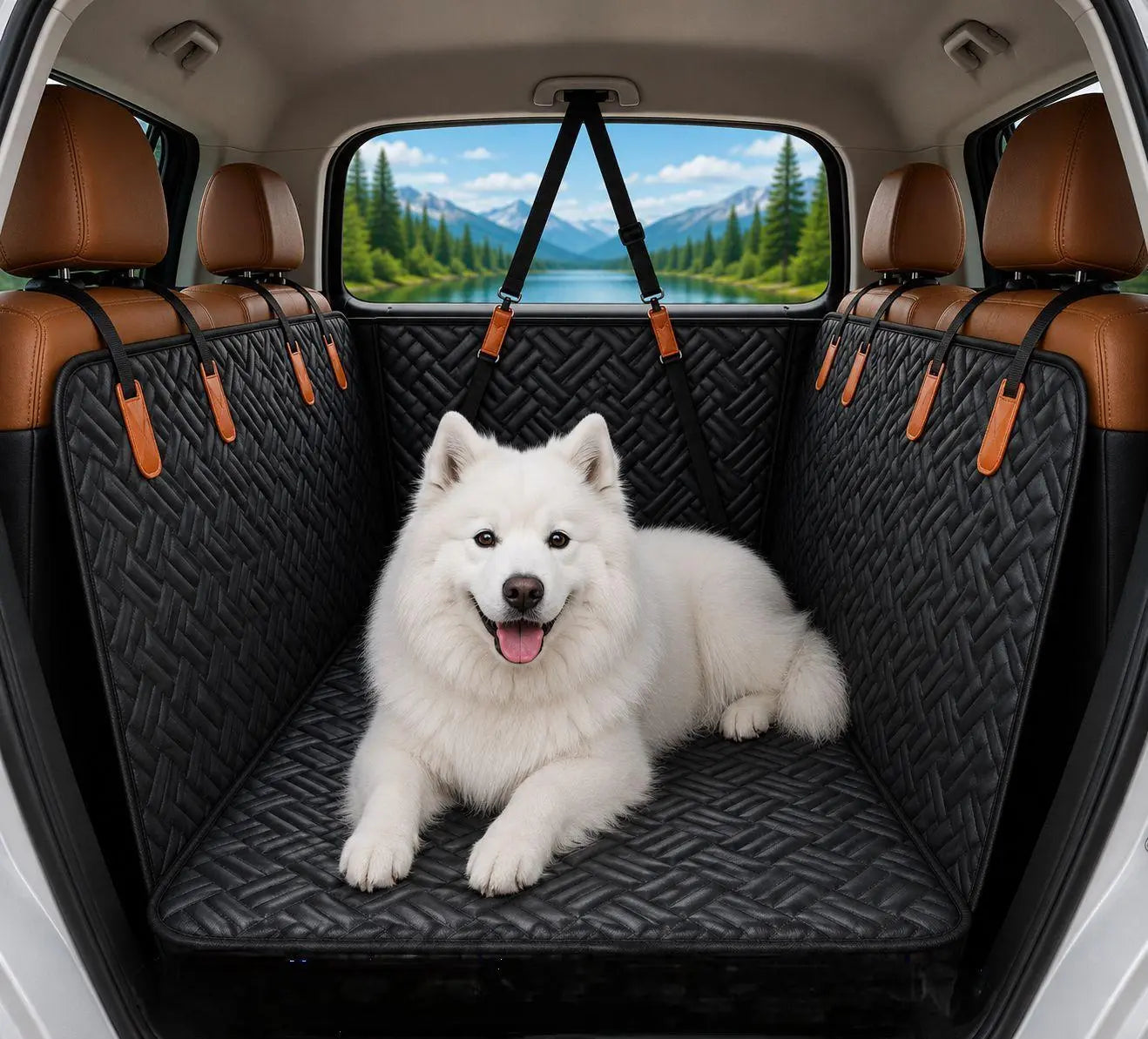 Roampaws Dog Car Seat Cover with Hard Bottom - Waterproof Pet Car Accessories for Preventing Back Seat Dirt, Waterproof Seat Covers