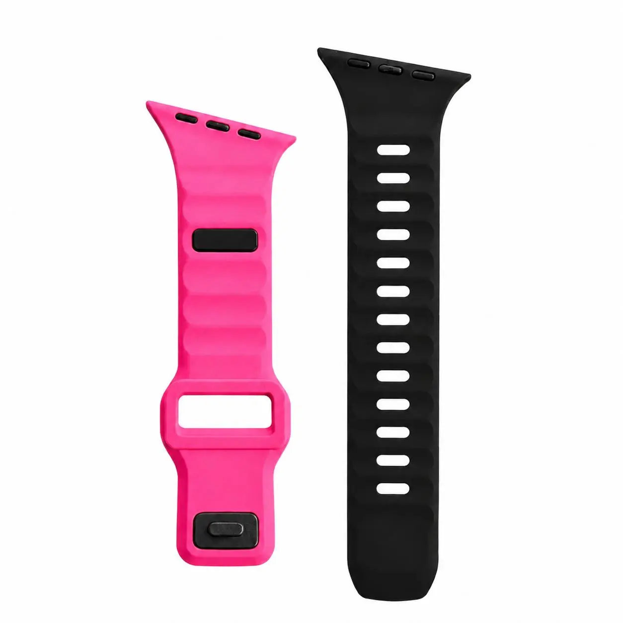 Slanted-Edge Soft Silicone Replacement Band for Apple Watch 38/40/41/42/44/45/46/49Mm (Ultra 1-3, Series 6-11, SE) - Sliced, Breathable 2-Tone Strap, Stylish Summer Wearable Accessory