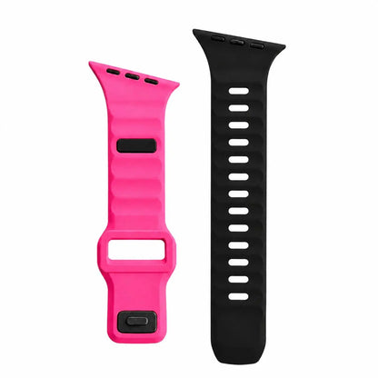 Slanted-Edge Soft Silicone Replacement Band for Apple Watch 38/40/41/42/44/45/46/49Mm (Ultra 1-3, Series 6-11, SE) - Sliced, Breathable 2-Tone Strap, Stylish Summer Wearable Accessory