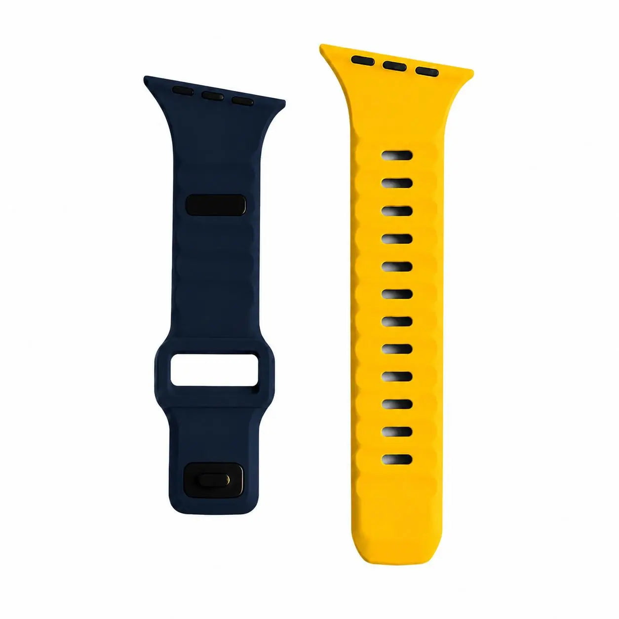 Slanted-Edge Soft Silicone Replacement Band for Apple Watch 38/40/41/42/44/45/46/49Mm (Ultra 1-3, Series 6-11, SE) - Sliced, Breathable 2-Tone Strap, Stylish Summer Wearable Accessory