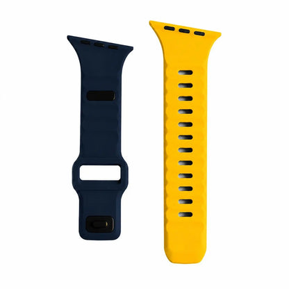 Slanted-Edge Soft Silicone Replacement Band for Apple Watch 38/40/41/42/44/45/46/49Mm (Ultra 1-3, Series 6-11, SE) - Sliced, Breathable 2-Tone Strap, Stylish Summer Wearable Accessory