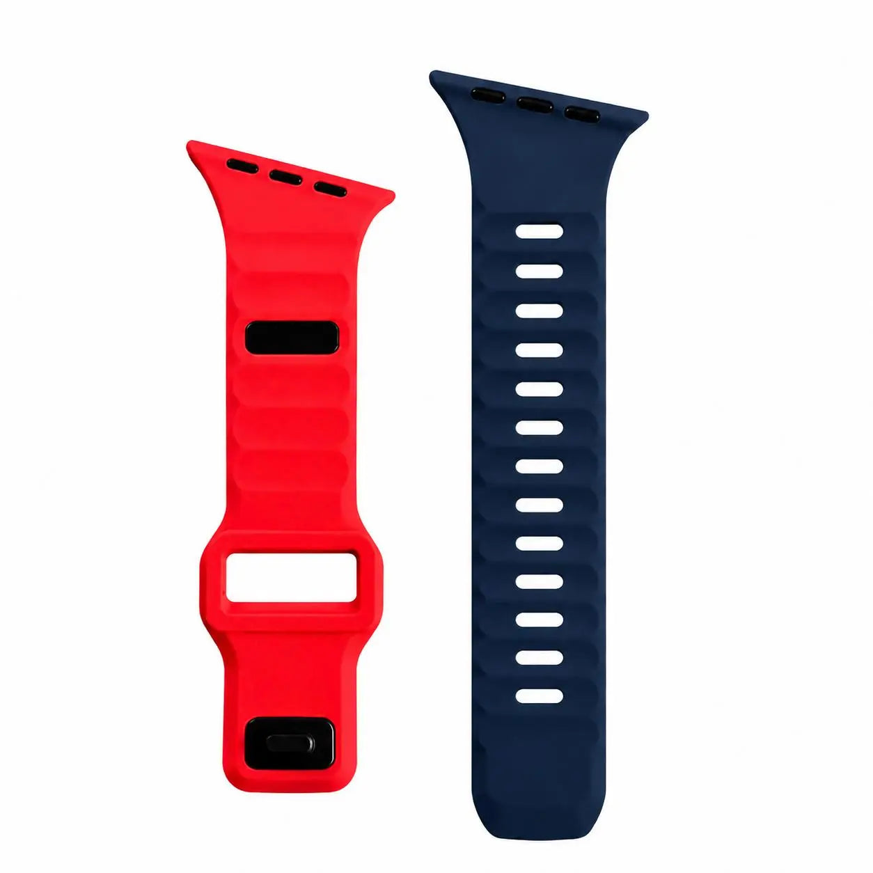 Slanted-Edge Soft Silicone Replacement Band for Apple Watch 38/40/41/42/44/45/46/49Mm (Ultra 1-3, Series 6-11, SE) - Sliced, Breathable 2-Tone Strap, Stylish Summer Wearable Accessory