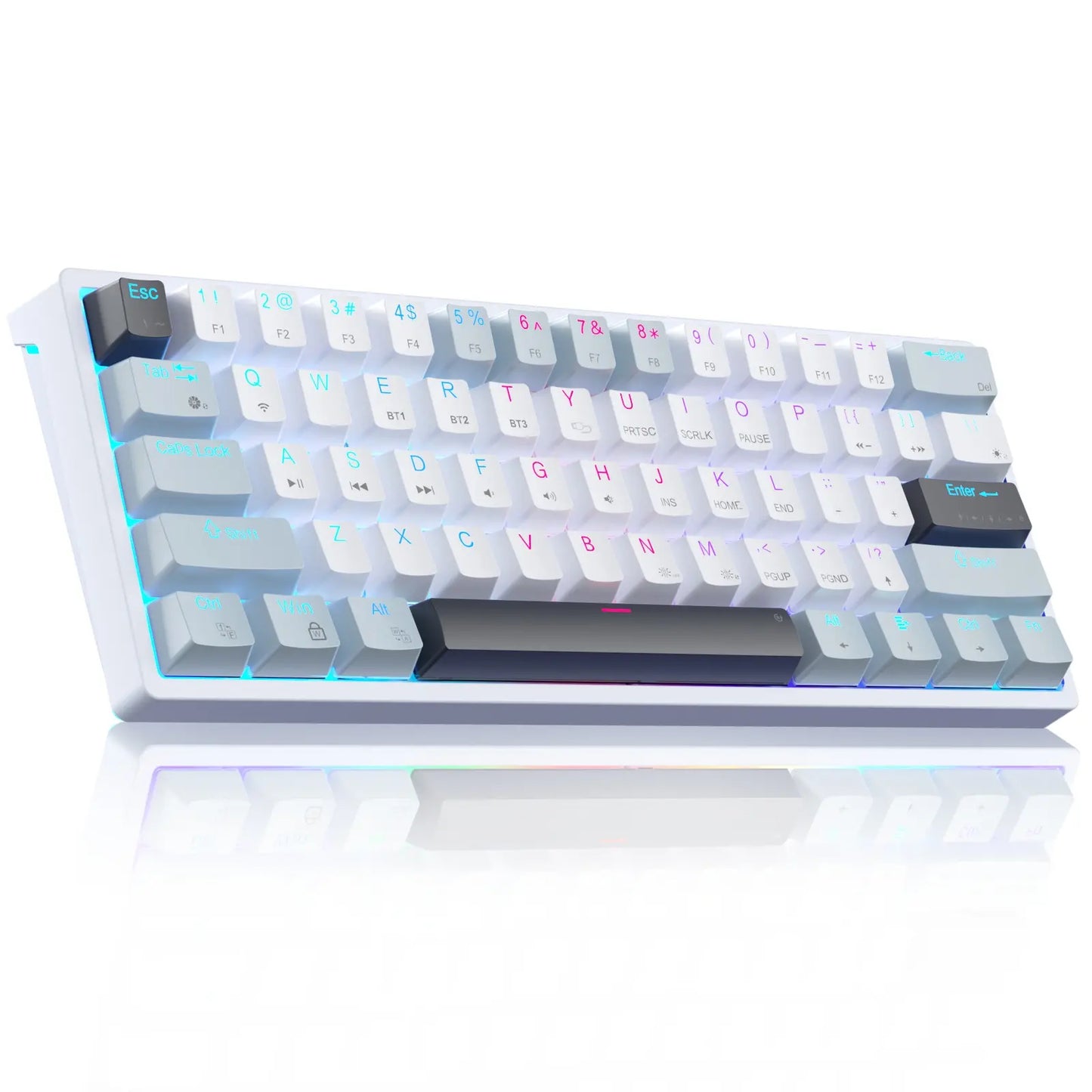 Solakka SK961 Wireless Mechanical Keyboard, 60% Keyboard, Three-Mode Connection RGB Backlight, Programmable Wireless Gaming Keyboard, Gaming Office, Birthday Gift Fallfreshness