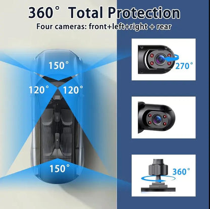 4-Channel Dash Cam,(Not Wireless) 1080P Full HD Front+720P Rear Left Right Coverage, Requires Charging to Use,Super Night Vision, G-Sensor, with Free 256GB Memory Card, #Summervibes