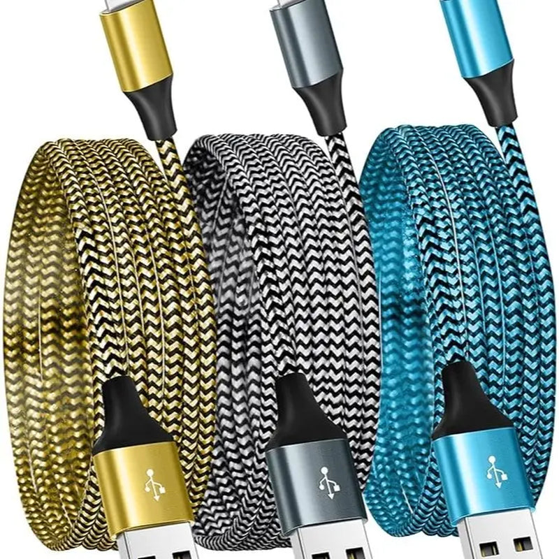 MFi Certified 3-Pack Nylon Braided USB to Lightning Charging Cables, Fast Charging 2.4A, Compatible with iPhone 14 Plus/Pro Max/13/12/11/Xs/Xr/8 Plus/7/6/Se, iPad & More, Durable Design with Colorful Covers, Summerwins