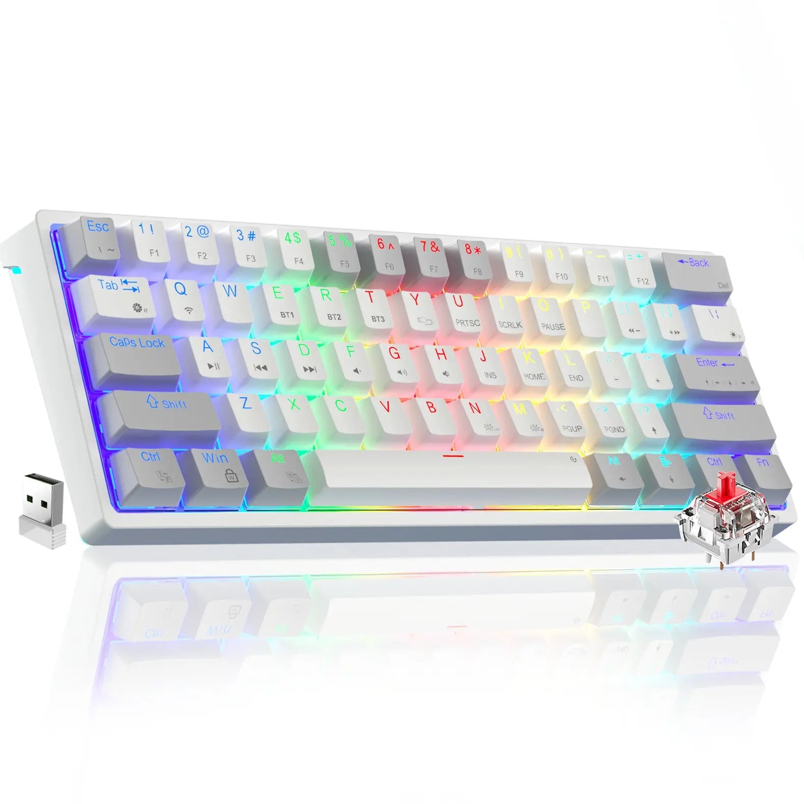 Solakka SK961 Wireless Mechanical Keyboard, 60% Keyboard, Three-Mode Connection RGB Backlight, Programmable Wireless Gaming Keyboard, Gaming Office, Birthday Gift Fallfreshness