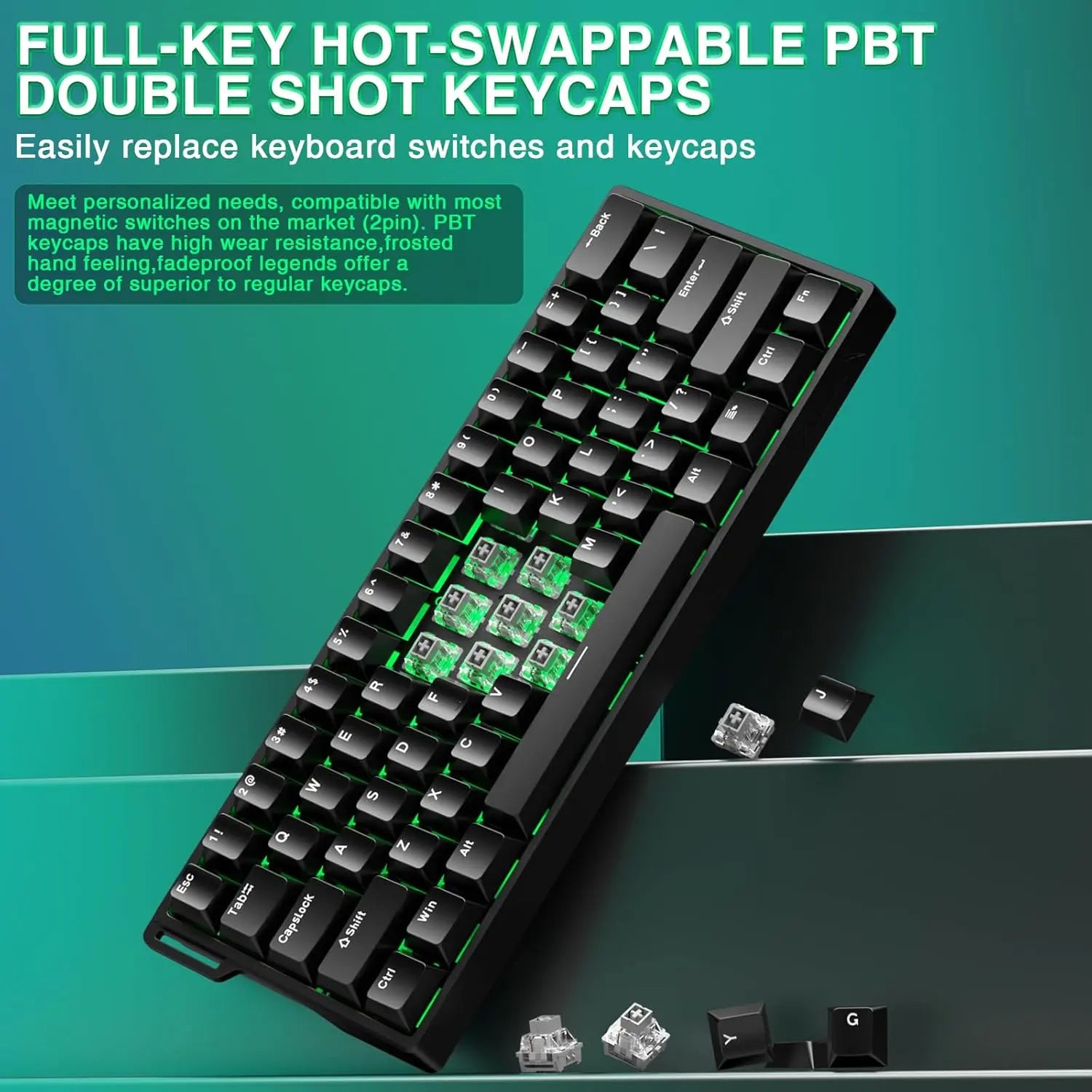 Aula WIN60 HE 60% Mechanical Keyboard Wired, Hall Effect Gaming Keyboard Magnetic Switch Hot Swappable, Adjustable Actuation Rapid Trigger Mode 8000Hz Polling Rate, RGB Keyboard 60 Percent Design