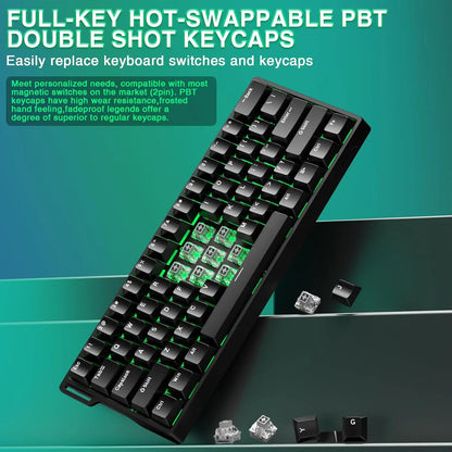Aula WIN60 HE 60% Mechanical Keyboard Wired, Hall Effect Gaming Keyboard Magnetic Switch Hot Swappable, Adjustable Actuation Rapid Trigger Mode 8000Hz Polling Rate, RGB Keyboard 60 Percent Design