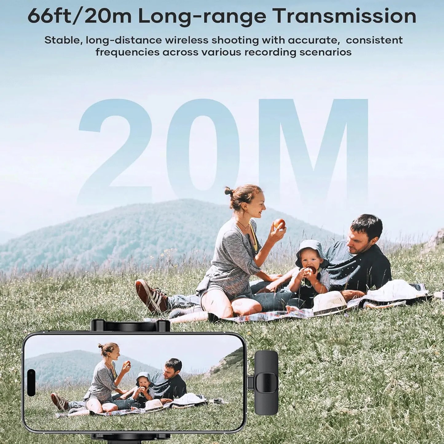 Hitozon Wireless Mini Lavalier Microphone for iPhone 15/16/17, iPad, and Android - Portable USB-C Mic with Noise Reduction for Video Recording, Vlogging, TikTok, and YouTube