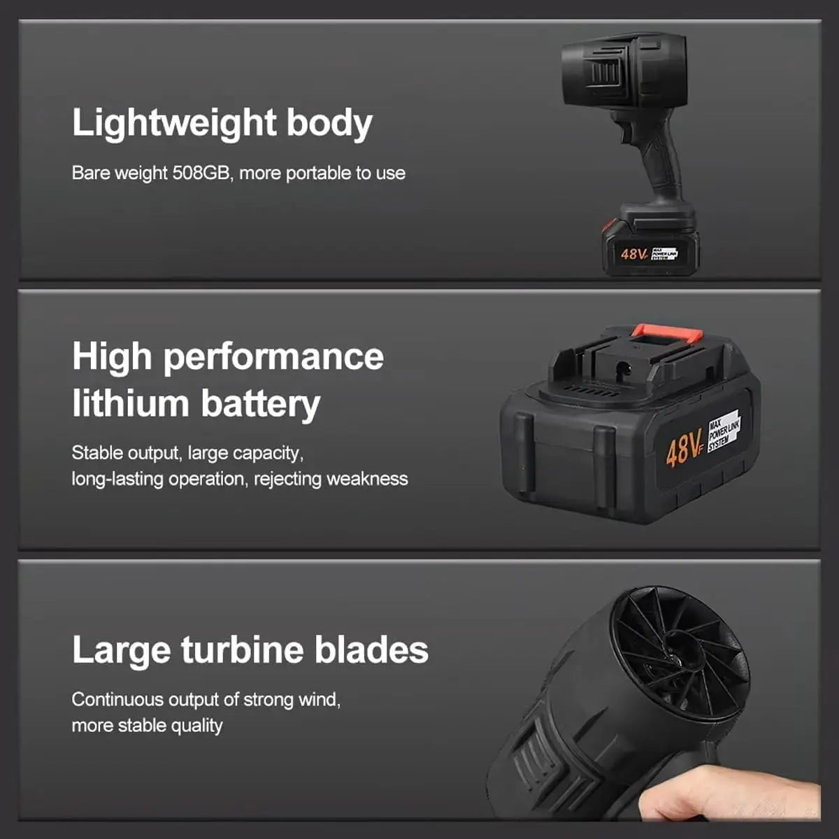 Turbo Jet Blower and Leaf Blower with Pure Copper Motor - Handheld Cordless Air Duster for Car Drying, Snow Blowing, and Home Improvement - Ideal for Garden Maintenance and Holiday Gifts