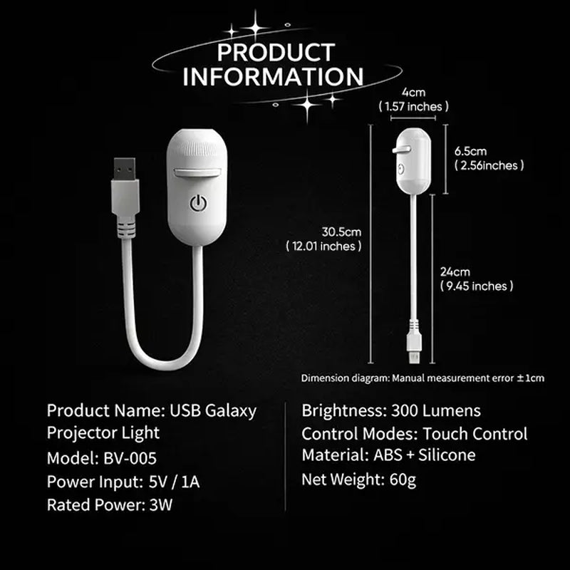 Galaxy Projector Light - Mini LED Projector for Bedroom, Starry Night Atmosphere for Playroom and Home Theater, Starlight Projector, Ideal Gift