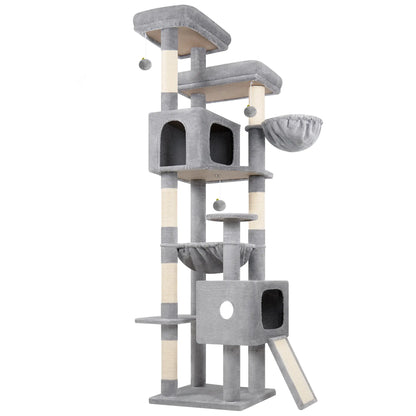 Globlazer Heavy Duty83''Cat Mansion, Space-Saving Corner Cat Furniture with 2 Condo ＆6 Sisal Scratching Post