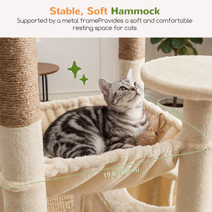 Globlazer Heavy Duty83''Cat Mansion, Space-Saving Corner Cat Furniture with 2 Condo ＆6 Sisal Scratching Post