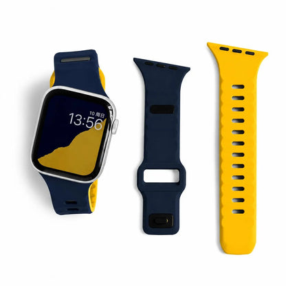 Slanted-Edge Soft Silicone Replacement Band for Apple Watch 38/40/41/42/44/45/46/49Mm (Ultra 1-3, Series 6-11, SE) - Sliced, Breathable 2-Tone Strap, Stylish Summer Wearable Accessory