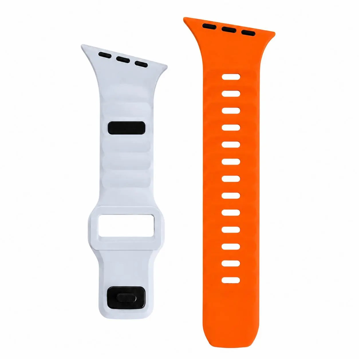 Slanted-Edge Soft Silicone Replacement Band for Apple Watch 38/40/41/42/44/45/46/49Mm (Ultra 1-3, Series 6-11, SE) - Sliced, Breathable 2-Tone Strap, Stylish Summer Wearable Accessory