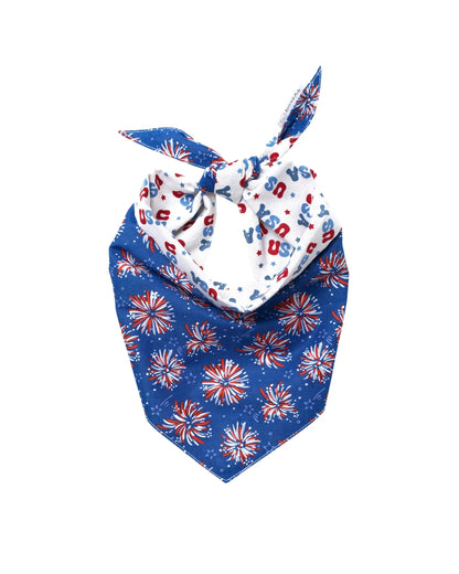 Fourth of July Pet Bandanas - 100% Cotton - Slide on the Collar and Tie on - Washable