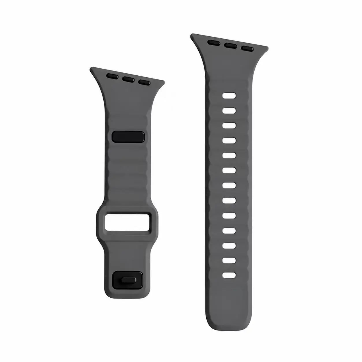 Slanted-Edge Soft Silicone Replacement Band for Apple Watch 38/40/41/42/44/45/46/49Mm (Ultra 1-3, Series 6-11, SE) - Sliced, Breathable 2-Tone Strap, Stylish Summer Wearable Accessory