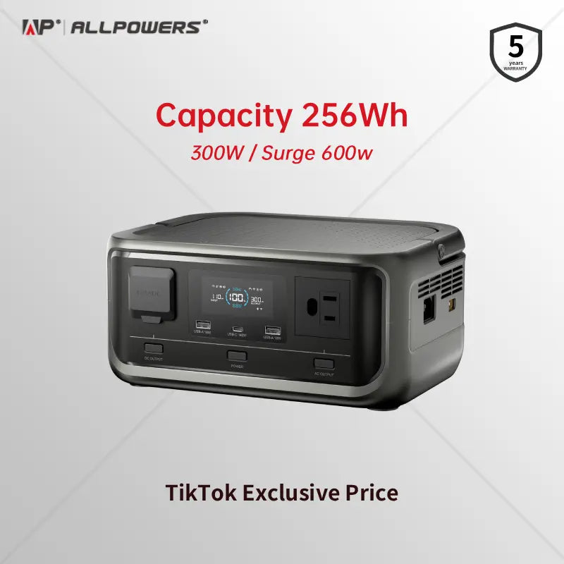 [New Arrival]Allpowers VOLIX P300 256Wh,300W AC Output Portable Power Station,Lifep04 Battery,1 Hour Fast Charging,Suitable for Camping,Rv Life,Home Backup Power