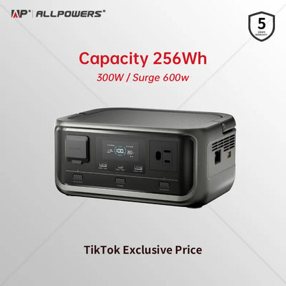 [New Arrival]Allpowers VOLIX P300 256Wh,300W AC Output Portable Power Station,Lifep04 Battery,1 Hour Fast Charging,Suitable for Camping,Rv Life,Home Backup Power