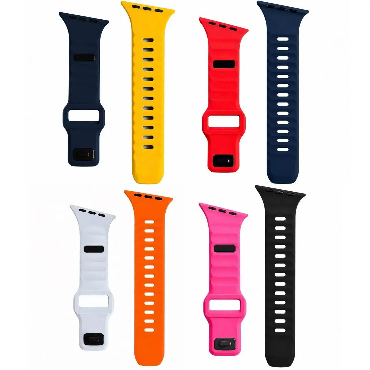 Slanted-Edge Soft Silicone Replacement Band for Apple Watch 38/40/41/42/44/45/46/49Mm (Ultra 1-3, Series 6-11, SE) - Sliced, Breathable 2-Tone Strap, Stylish Summer Wearable Accessory