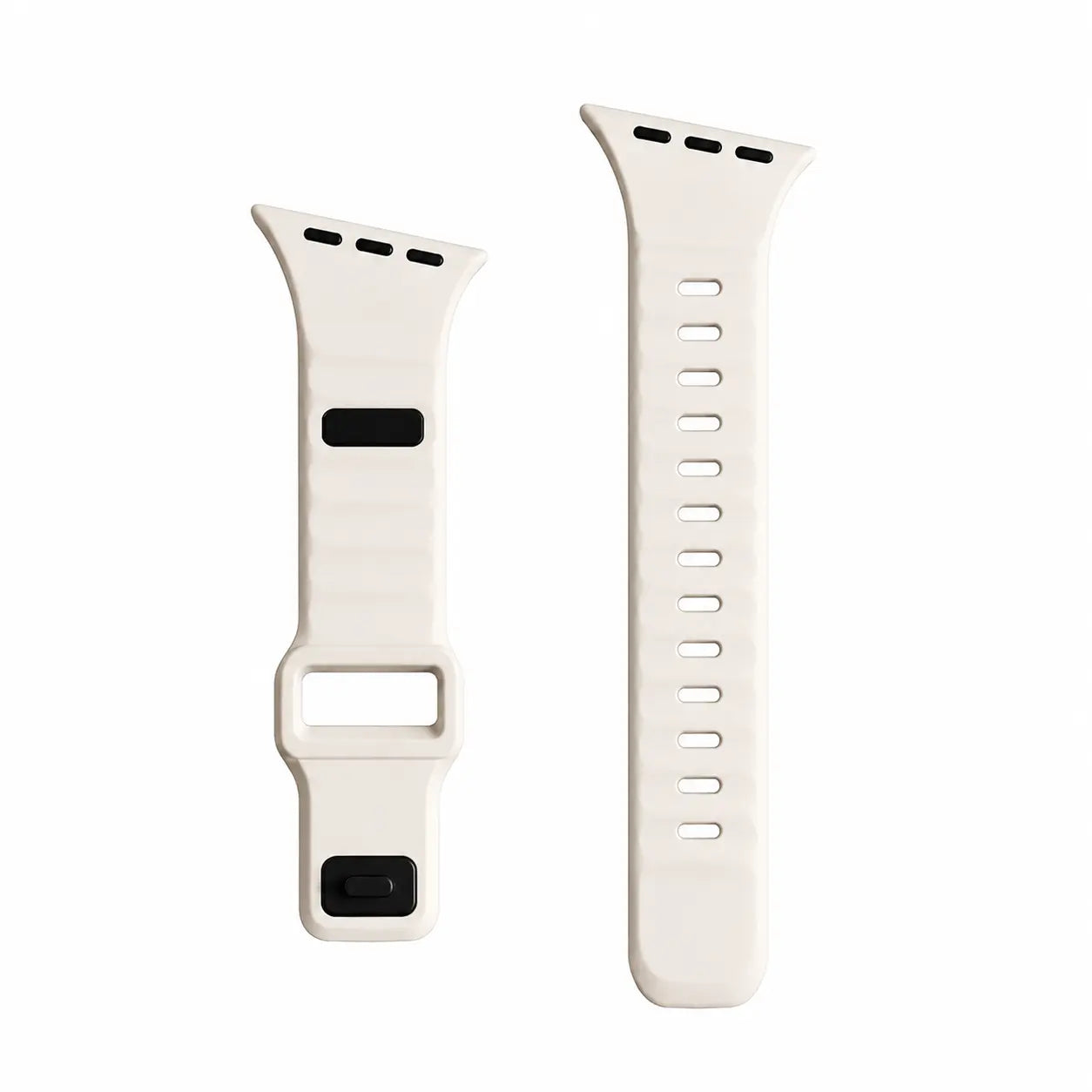 Slanted-Edge Soft Silicone Replacement Band for Apple Watch 38/40/41/42/44/45/46/49Mm (Ultra 1-3, Series 6-11, SE) - Sliced, Breathable 2-Tone Strap, Stylish Summer Wearable Accessory