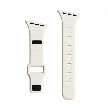 Slanted-Edge Soft Silicone Replacement Band for Apple Watch 38/40/41/42/44/45/46/49Mm (Ultra 1-3, Series 6-11, SE) - Sliced, Breathable 2-Tone Strap, Stylish Summer Wearable Accessory
