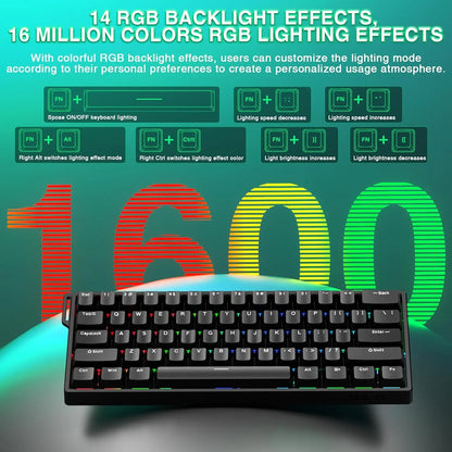 Aula WIN60 HE 60% Mechanical Keyboard Wired, Hall Effect Gaming Keyboard Magnetic Switch Hot Swappable, Adjustable Actuation Rapid Trigger Mode 8000Hz Polling Rate, RGB Keyboard 60 Percent Design