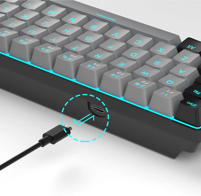 Magegee Portable 60% Mechanical Gaming Keyboard, Mk-Box LED White Backlit Compact 68 Keys Mini Wired Office Keyboard with Red Switch for Windows Laptop PC Mac - Grey