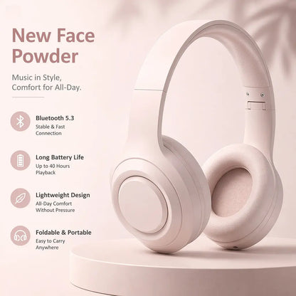 Black Wireless Bluetooth Over-Ear Headphones - Deep Bass Hi-Fi Stereo, 40H Playtime, Foldable Lightweight Headset with Mic for Ios/Android Devices, Wireless Headphones