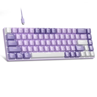 Magegee Portable 60% Mechanical Gaming Keyboard, Mk-Box LED White Backlit Compact 68 Keys Mini Wired Office Keyboard with Red Switch for Windows Laptop PC Mac - Grey