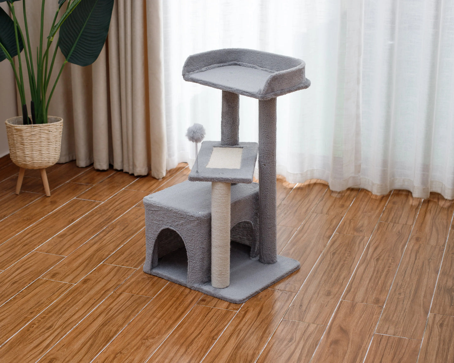 Cat Tree Tower for Indoor Cats, Tall Multi-Level Pet Furniture, Stable Kitty Play House with Sisal