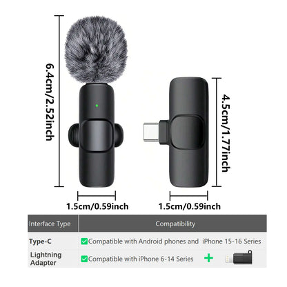 Hitozon Wireless Mini Lavalier Microphone for iPhone 15/16/17, iPad, and Android - Portable USB-C Mic with Noise Reduction for Video Recording, Vlogging, TikTok, and YouTube