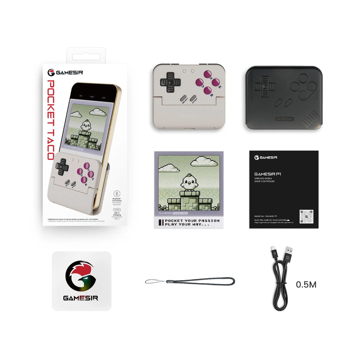 Gamesir Pocket Taco - Bluetooth Mobile Gaming Controller, Perfect for Retro Scene