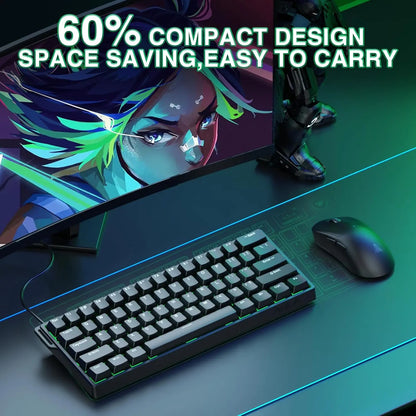 Aula WIN60 HE 60% Mechanical Keyboard Wired, Hall Effect Gaming Keyboard Magnetic Switch Hot Swappable, Adjustable Actuation Rapid Trigger Mode 8000Hz Polling Rate, RGB Keyboard 60 Percent Design