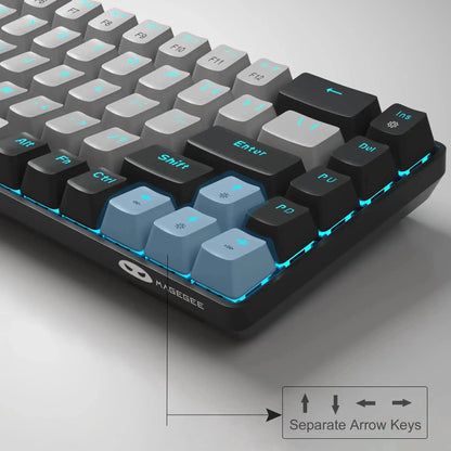 Magegee Portable 60% Mechanical Gaming Keyboard, Mk-Box LED White Backlit Compact 68 Keys Mini Wired Office Keyboard with Red Switch for Windows Laptop PC Mac - Grey