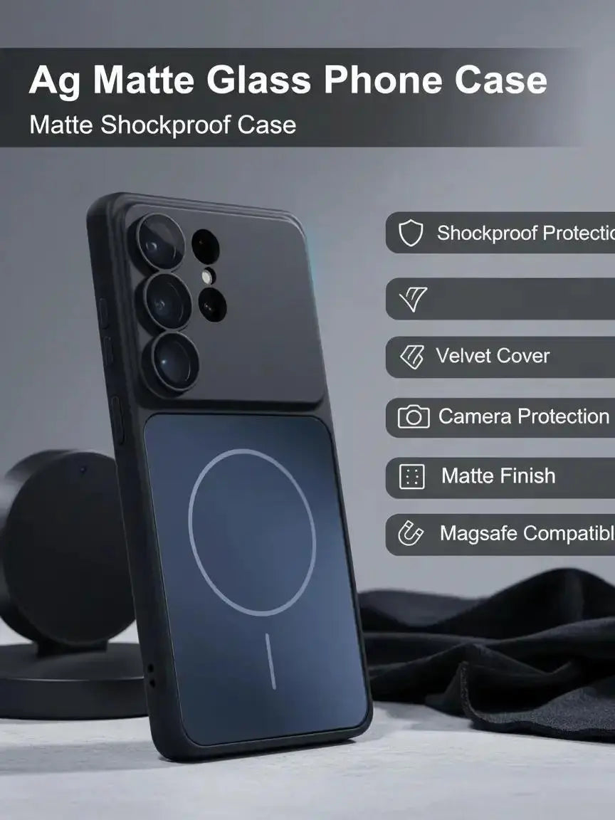 New AG Matte Finish Glass Magsafe Phone Case for Samsung Galaxy S26 S25 S24 S23 Ultra plus S26 S25 S24,Simple and Shockproof with Velvet Cover Camera Protection, Accessories, Smartphone